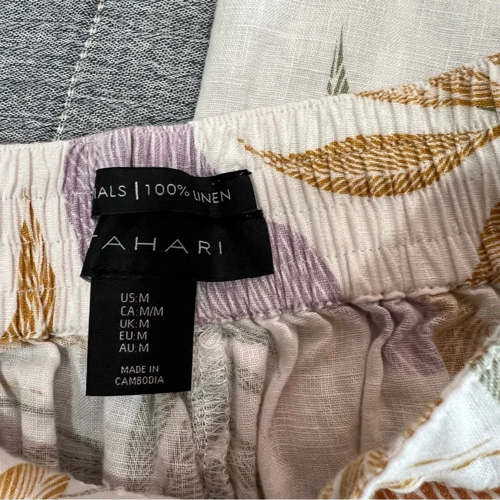 Tahari 100% linen wide leg cropped pants‎ size M